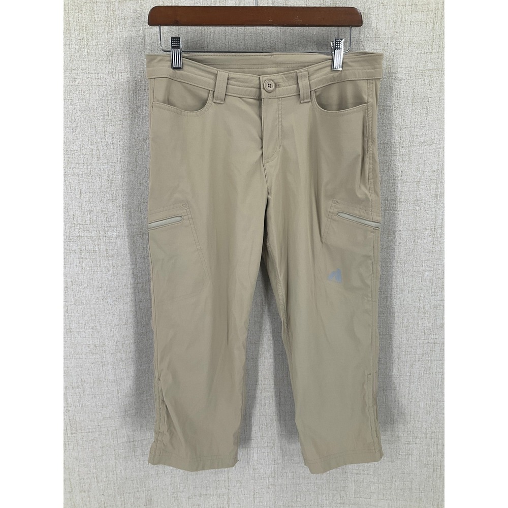 Eddie Bauer First Ascent Guide Pro Capri Pants Womens 6 Tan Hiking Cargo Stretch
